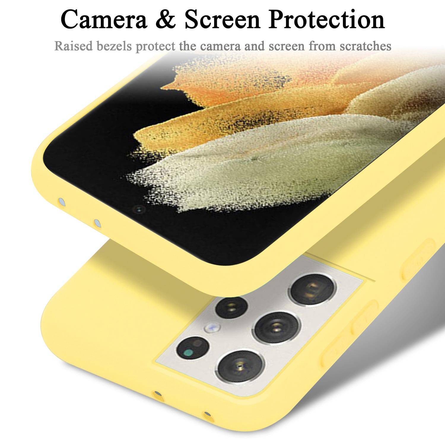 Cadorabo Schutzhülle für Samsung Galaxy S21 ULTRA Hülle in Gelb Handyhülle Case Cover TPU Etui