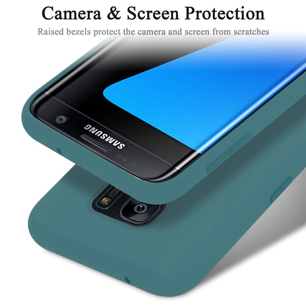 Cadorabo Schutzhülle für Samsung Galaxy S7 EDGE Hülle in Grün Handyhülle Case Cover TPU Etui
