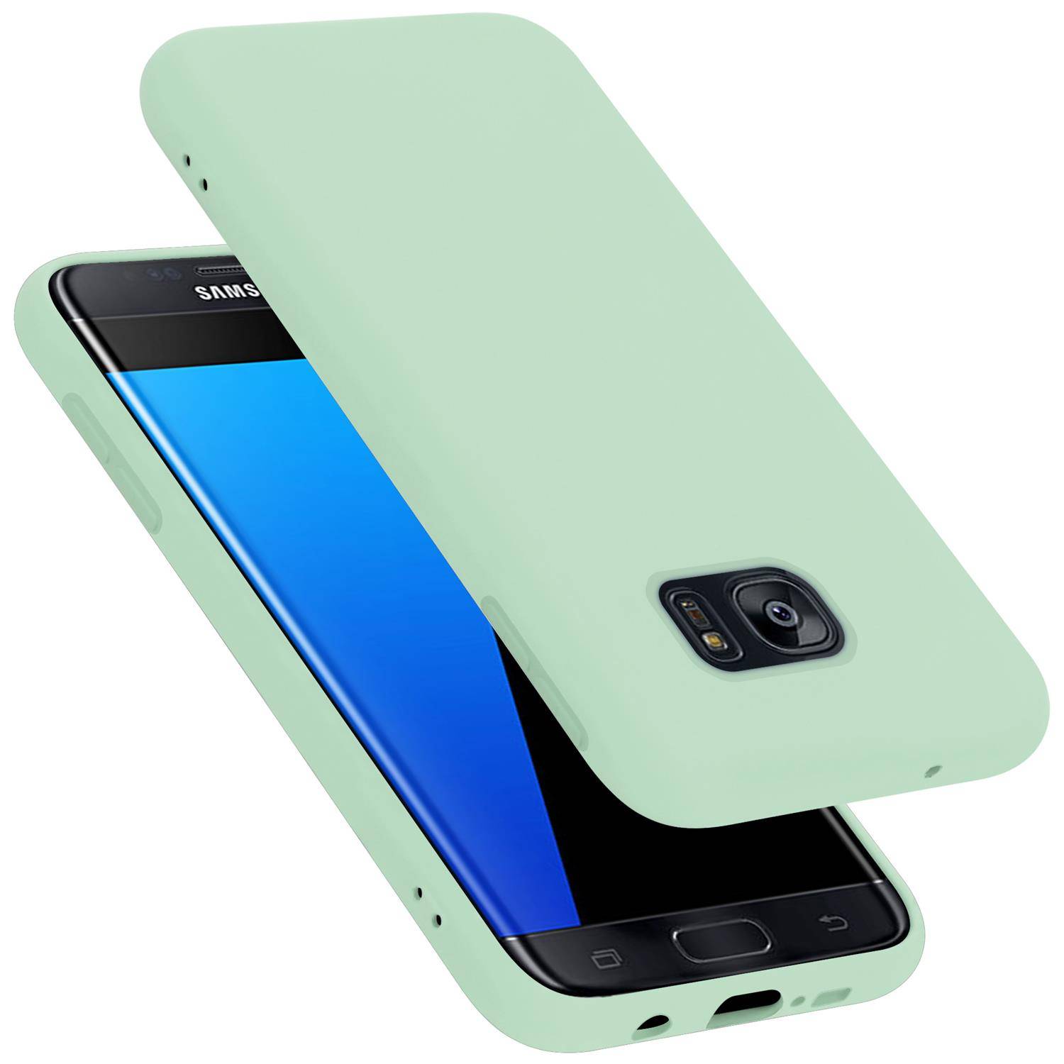 Cadorabo Schutzhülle für Samsung Galaxy S7 EDGE Hülle in Grün Handyhülle Case Cover TPU Etui