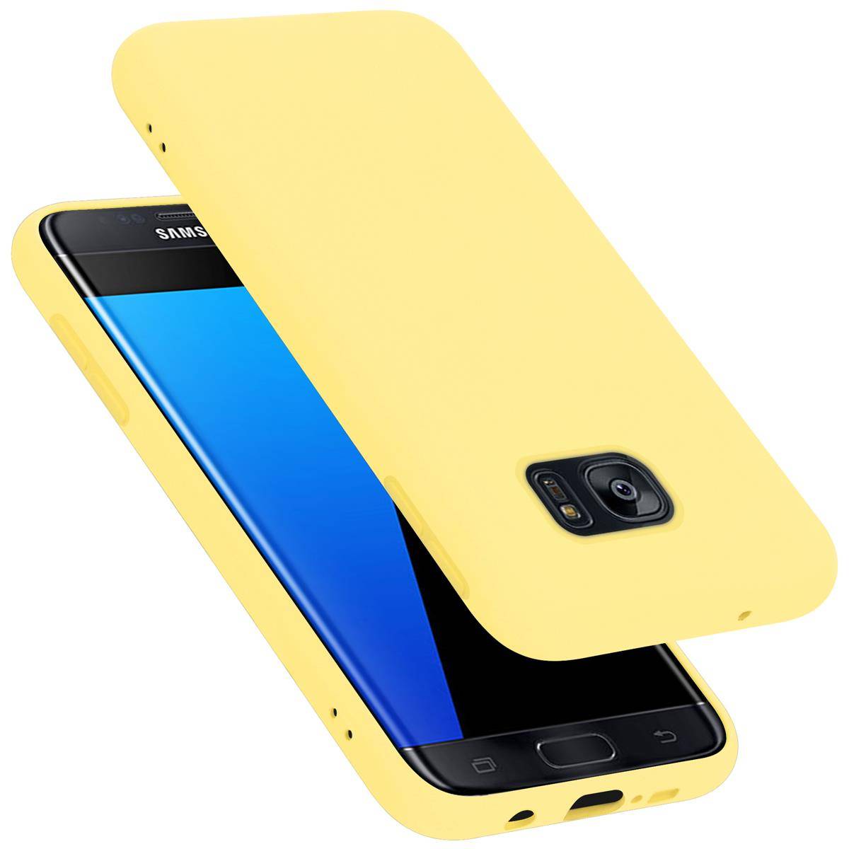 Cadorabo Schutzhülle für Samsung Galaxy S7 EDGE Hülle in Gelb Handyhülle Case Cover TPU Etui