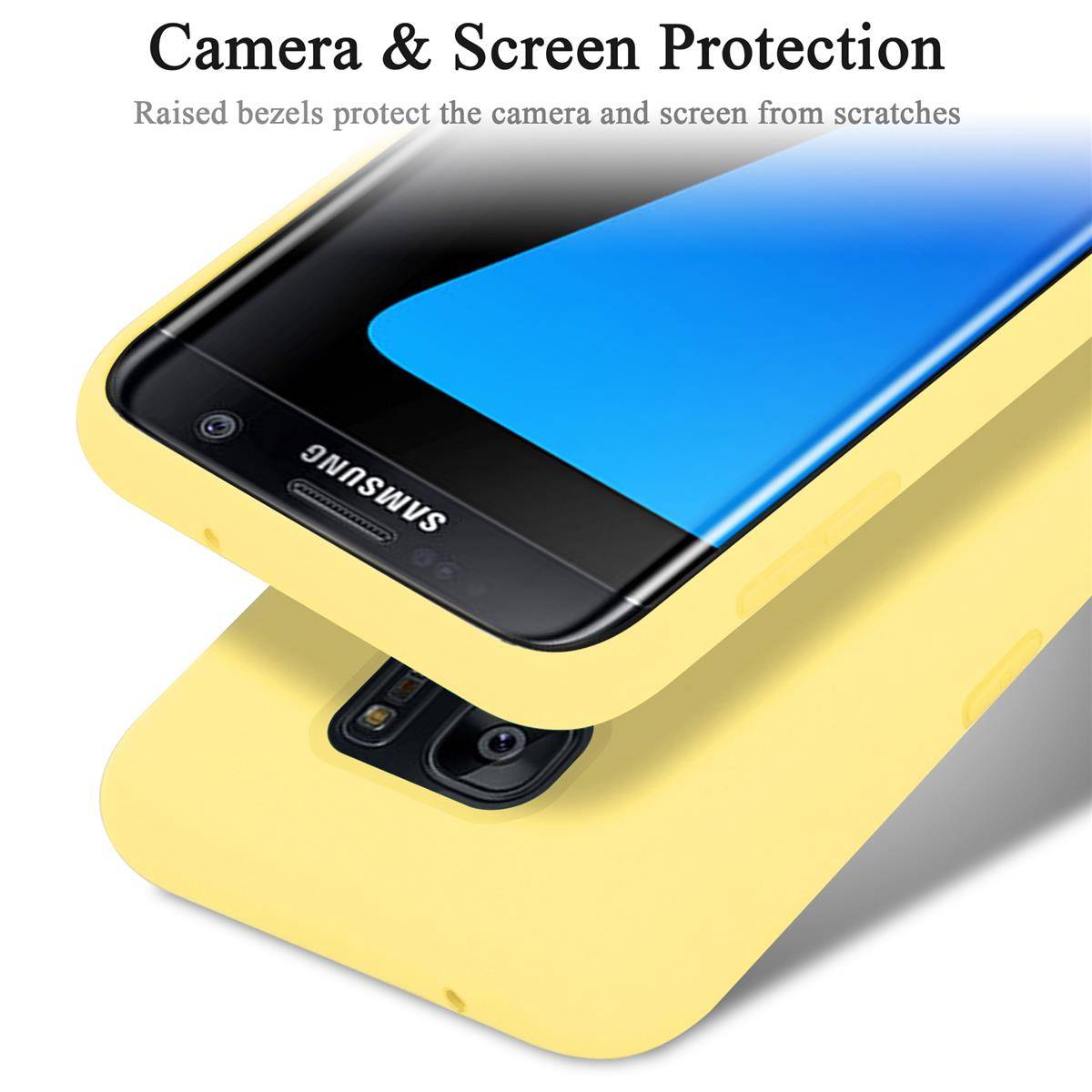 Cadorabo Schutzhülle für Samsung Galaxy S7 EDGE Hülle in Gelb Handyhülle Case Cover TPU Etui