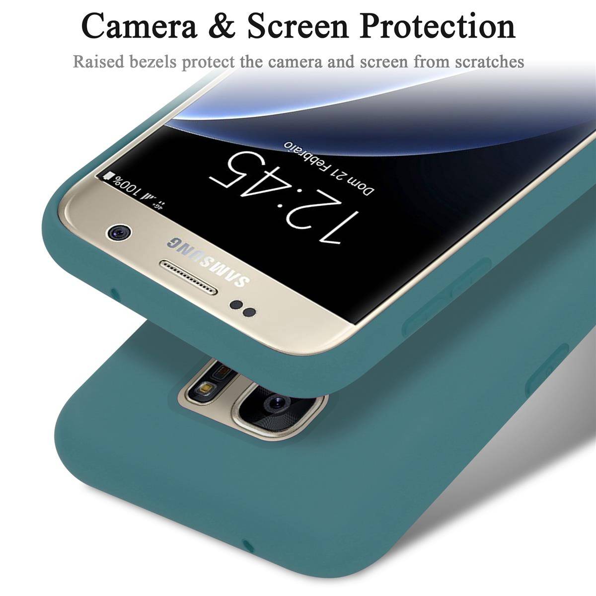 Cadorabo Schutzhülle für Samsung Galaxy S7 Hülle in Grün Handyhülle Case Cover TPU Etui