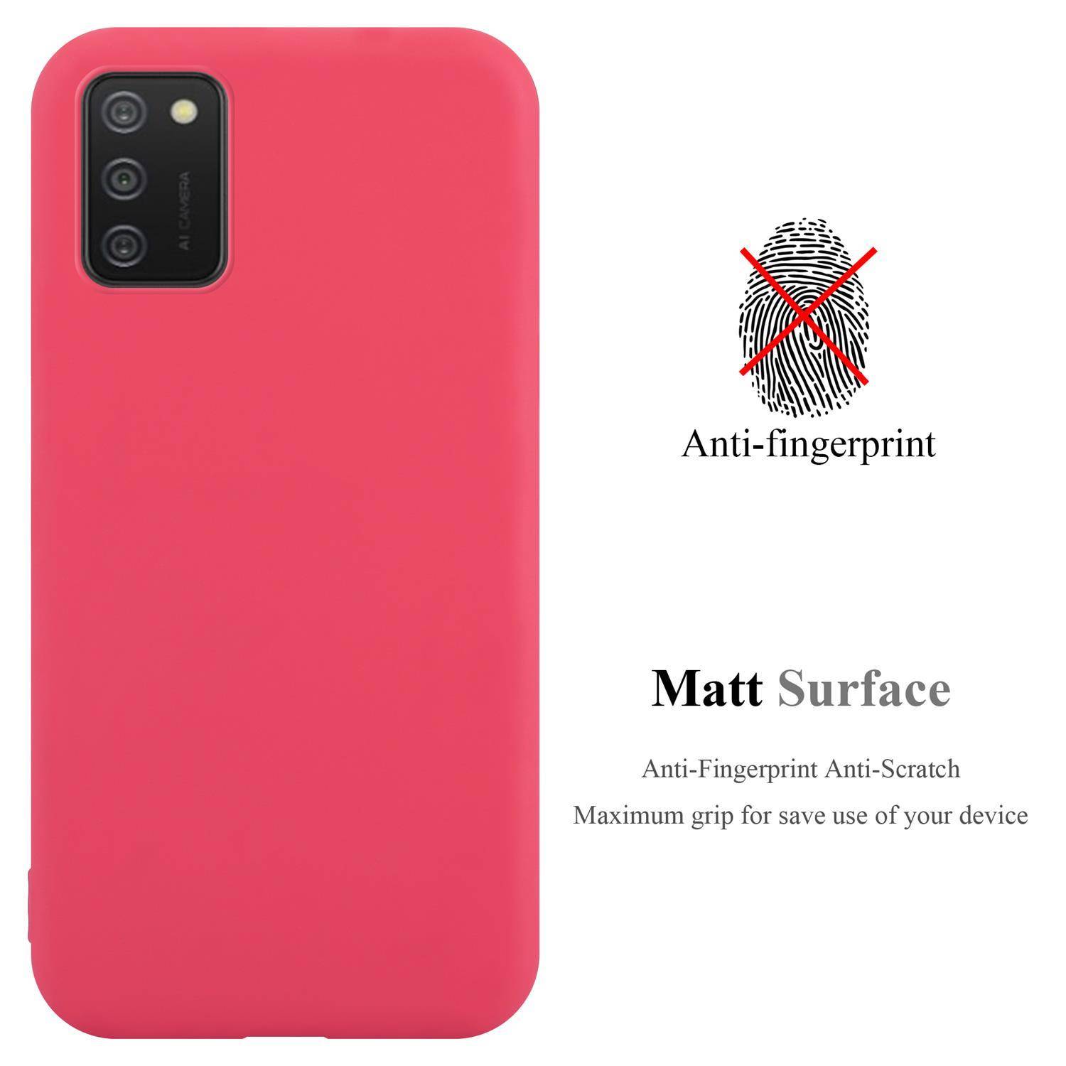 Cadorabo Hülle für Samsung Galaxy A02s Schutzhülle in Rot Handyhülle TPU Silikon Etui Case Cover