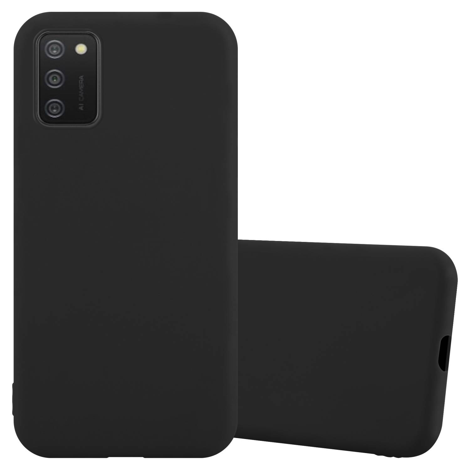 Cadorabo Hülle für Samsung Galaxy A02s Schutzhülle in Schwarz Handyhülle TPU Silikon Etui Case Cover