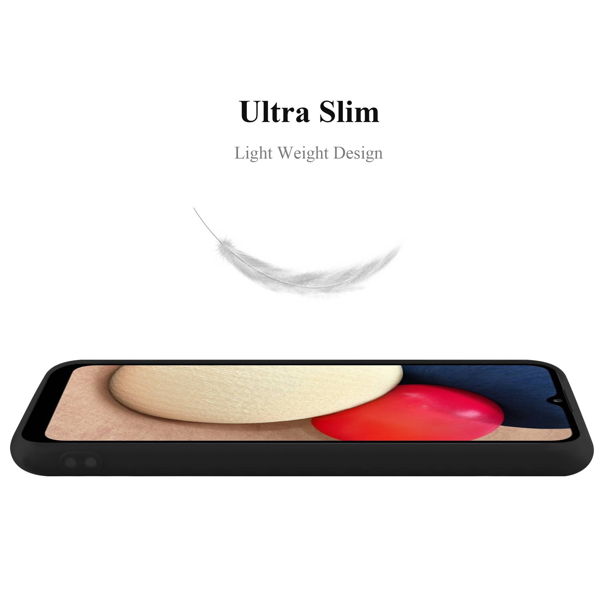 Cadorabo Hülle für Samsung Galaxy A02s Schutzhülle in Schwarz Handyhülle TPU Silikon Etui Case Cover