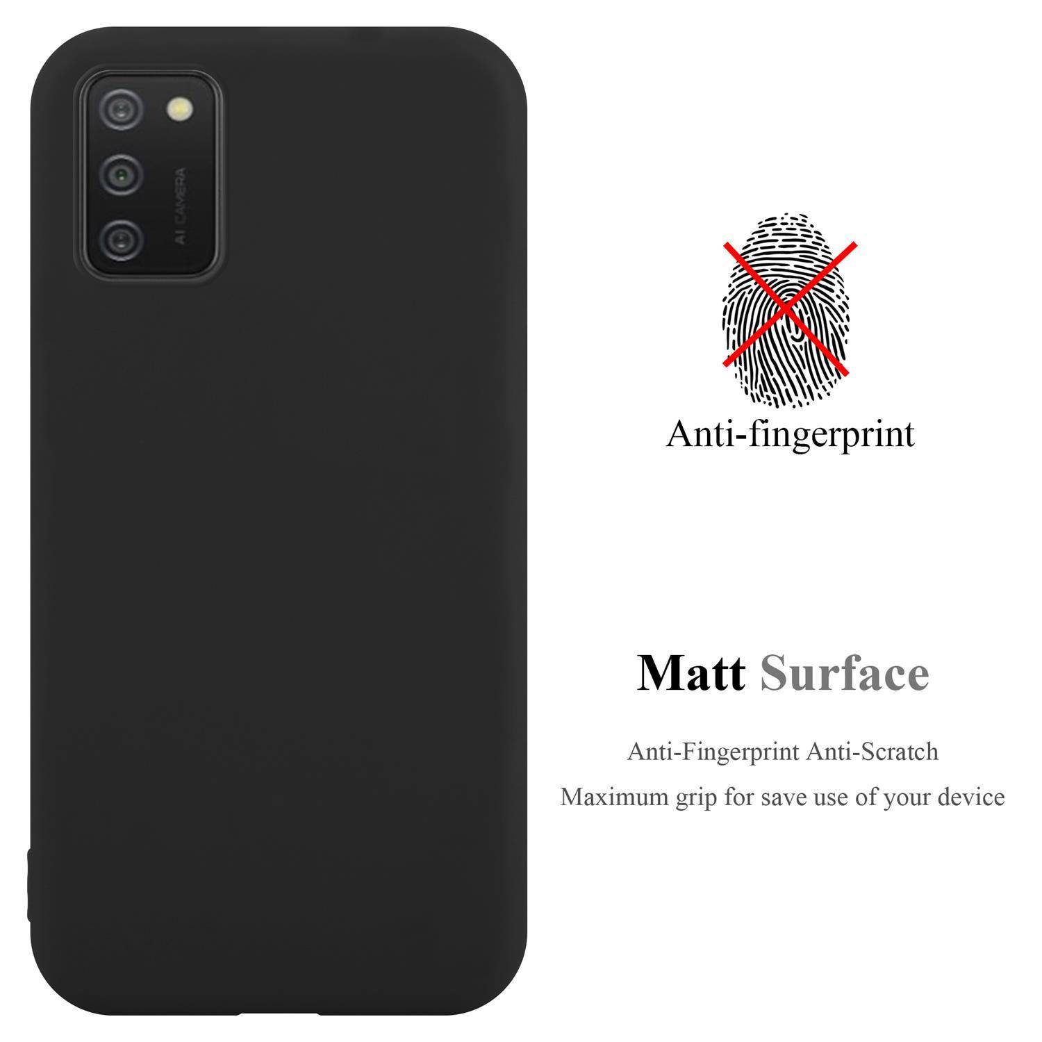 Cadorabo Hülle für Samsung Galaxy A02s Schutzhülle in Schwarz Handyhülle TPU Silikon Etui Case Cover