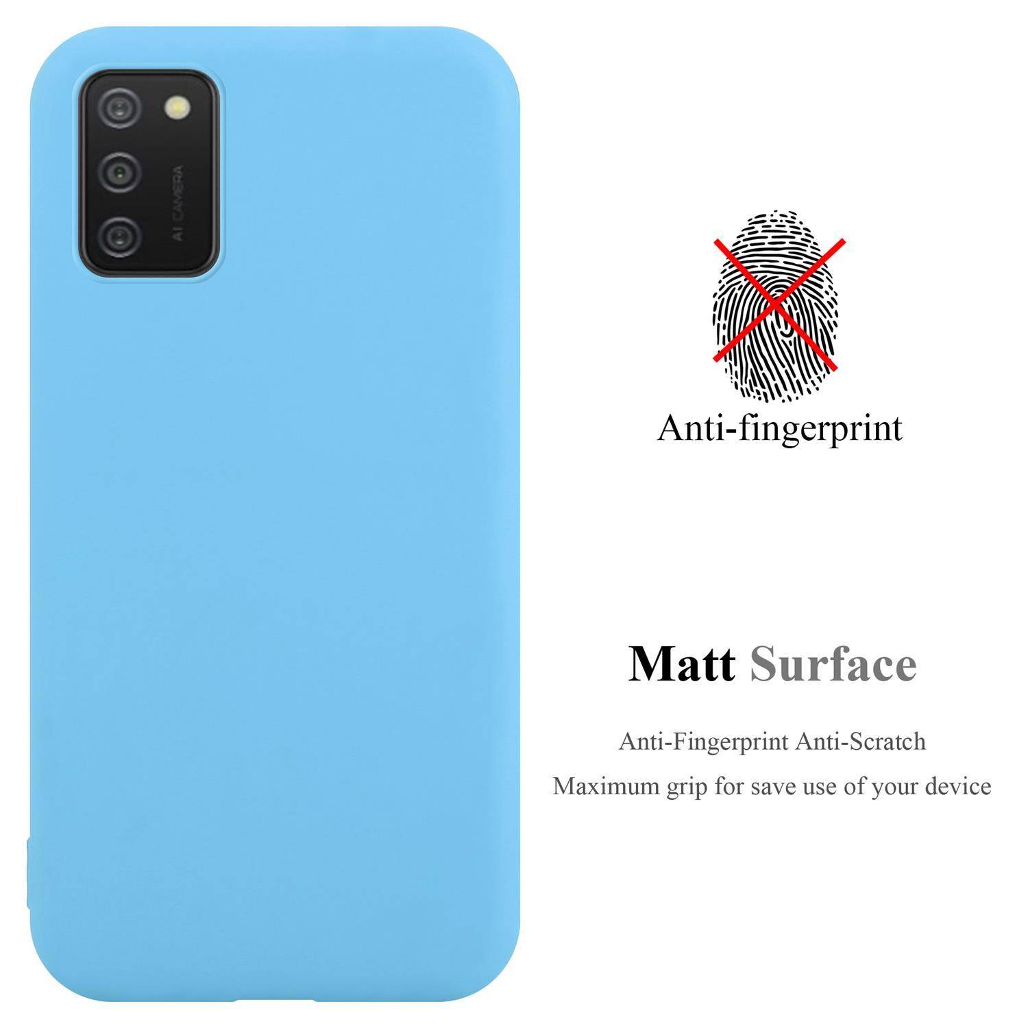 Cadorabo Hülle für Samsung Galaxy A02s Schutzhülle in Blau Handyhülle TPU Silikon Etui Case Cover