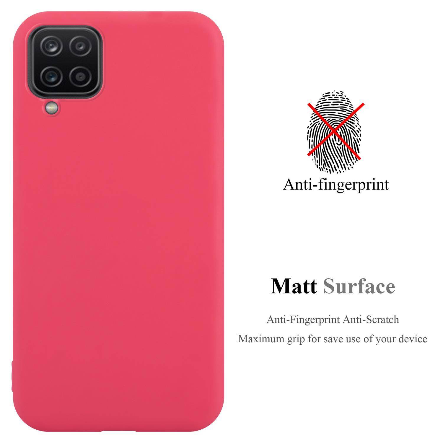 Cadorabo Hülle für Samsung Galaxy A12 / M12 Schutzhülle in Rot Handyhülle TPU Silikon Etui Case Cover