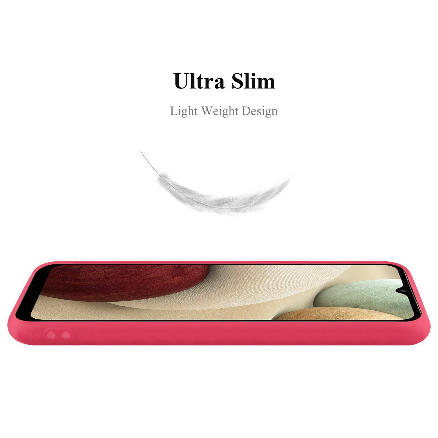 Cadorabo Hülle für Samsung Galaxy A12 / M12 Schutzhülle in Rot Handyhülle TPU Silikon Etui Case Cover