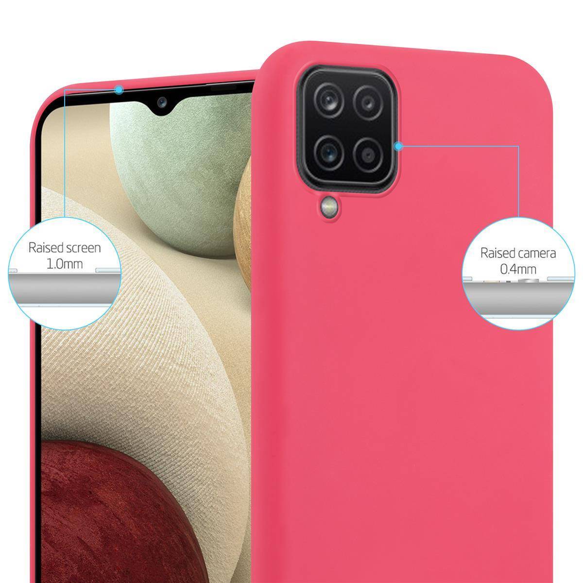 Cadorabo Hülle für Samsung Galaxy A12 / M12 Schutzhülle in Rot Handyhülle TPU Silikon Etui Case Cover