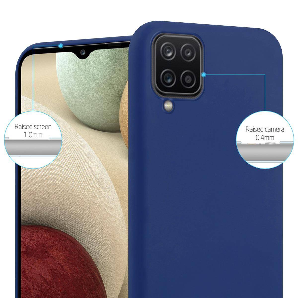 Cadorabo Hülle für Samsung Galaxy A12 / M12 Schutzhülle in Blau Handyhülle TPU Silikon Etui Case Cover