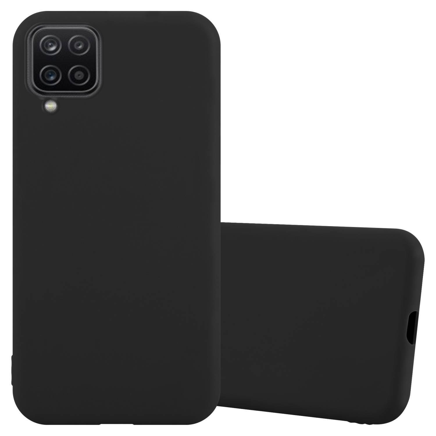 Cadorabo Hülle für Samsung Galaxy A12 / M12 Schutzhülle in Schwarz Handyhülle TPU Silikon Etui Case Cover