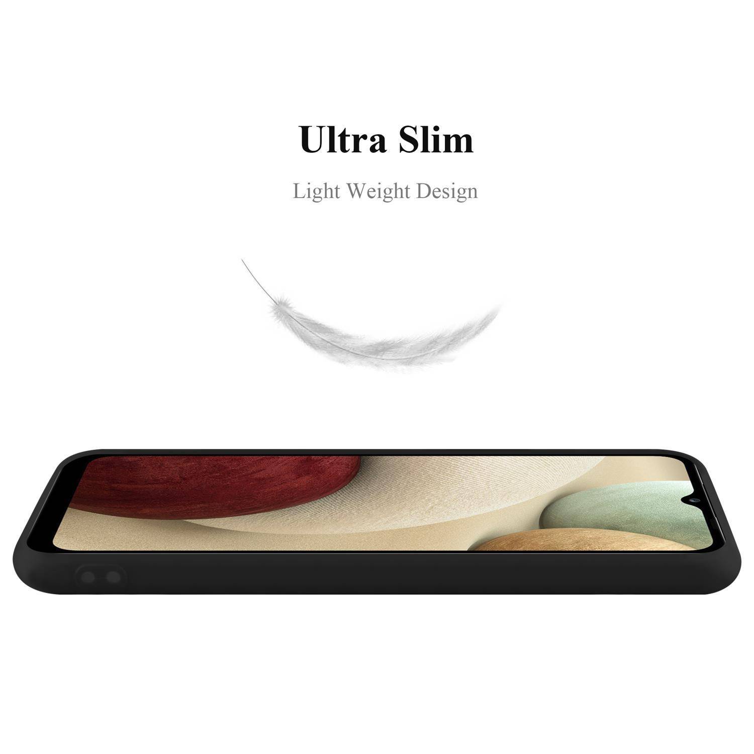 Cadorabo Hülle für Samsung Galaxy A12 / M12 Schutzhülle in Schwarz Handyhülle TPU Silikon Etui Case Cover