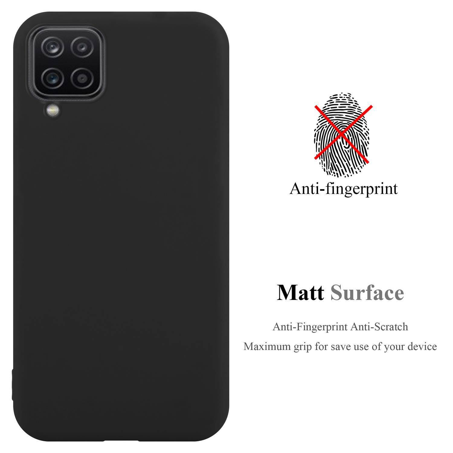 Cadorabo Hülle für Samsung Galaxy A12 / M12 Schutzhülle in Schwarz Handyhülle TPU Silikon Etui Case Cover