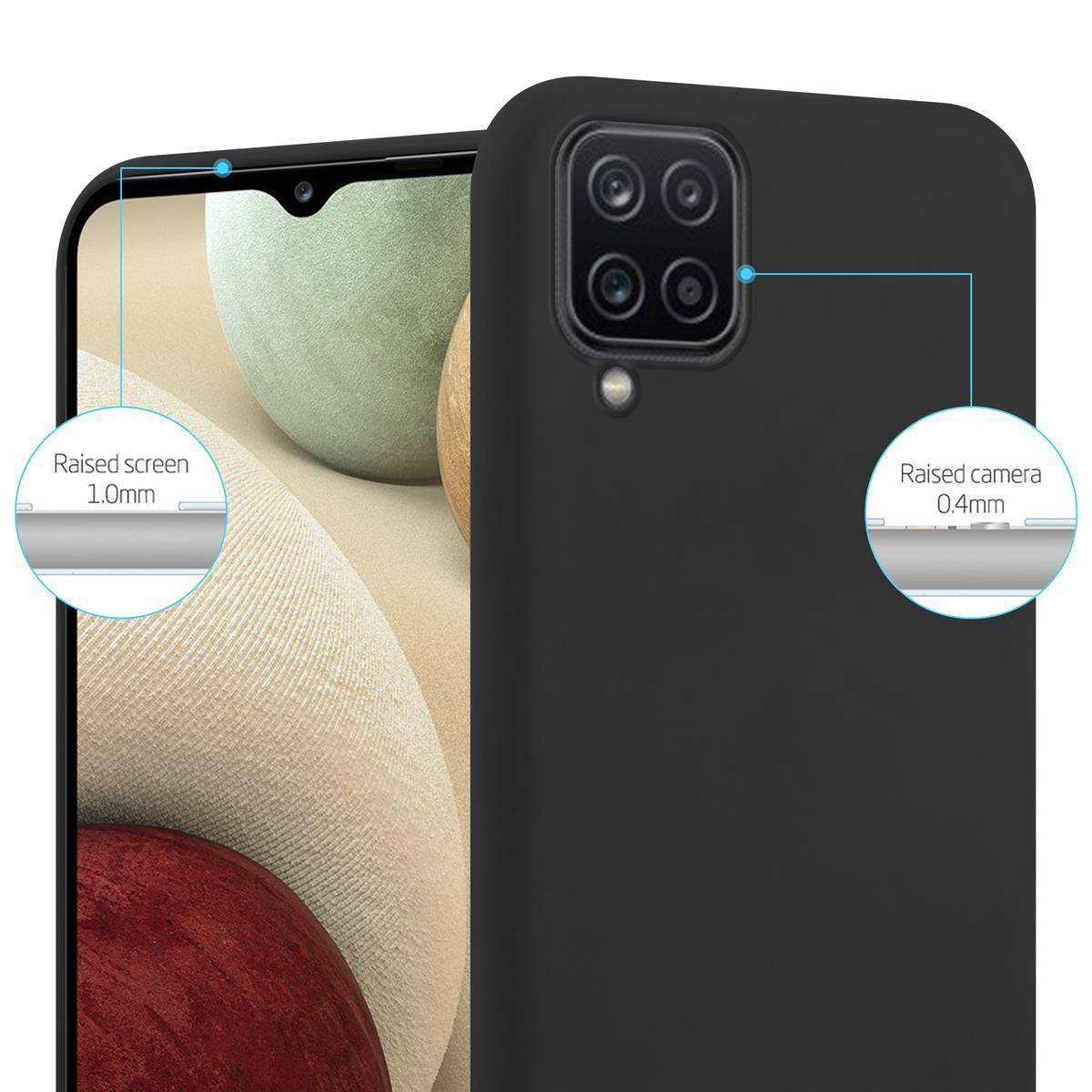 Cadorabo Hülle für Samsung Galaxy A12 / M12 Schutzhülle in Schwarz Handyhülle TPU Silikon Etui Case Cover