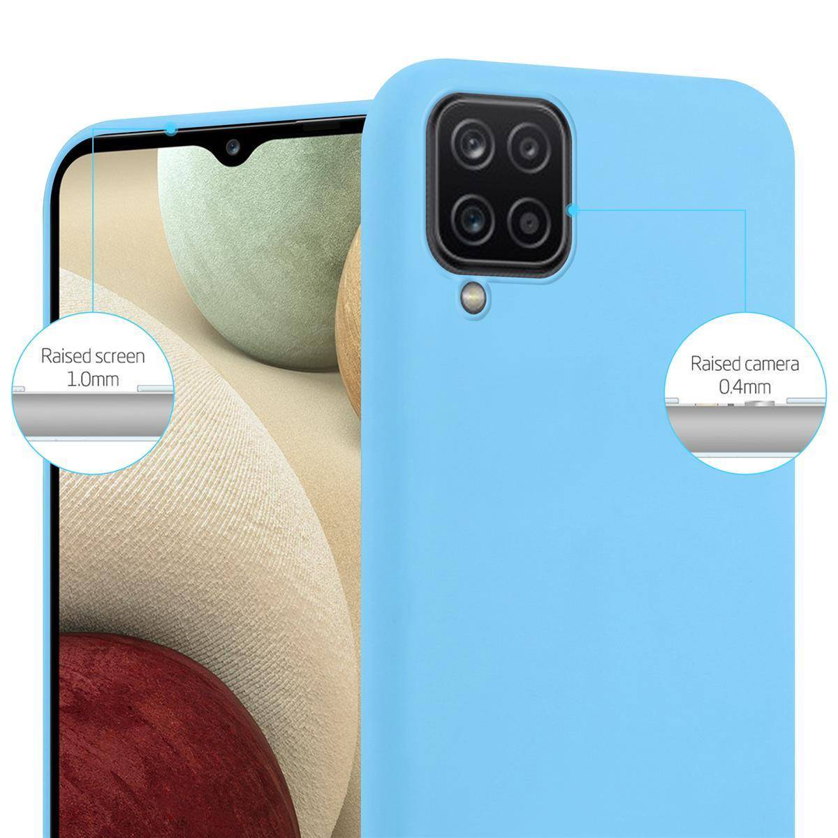 Cadorabo Hülle für Samsung Galaxy A12 / M12 Schutzhülle in Blau Handyhülle TPU Silikon Etui Case Cover