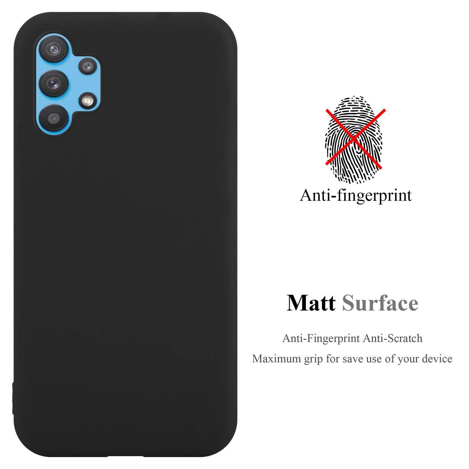 Cadorabo Hülle für Samsung Galaxy A32 4G Schutzhülle in Schwarz Handyhülle TPU Silikon Etui Case Cover