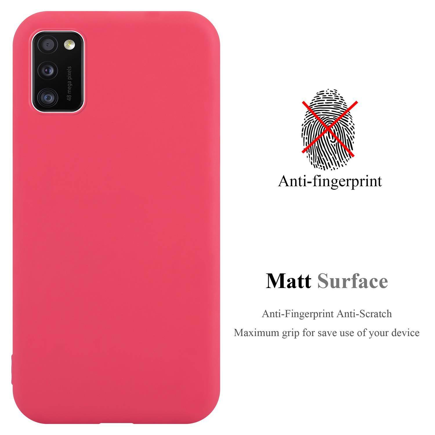 Cadorabo Hülle für Samsung Galaxy A41 Schutzhülle in Rot Handyhülle TPU Silikon Etui Case Cover
