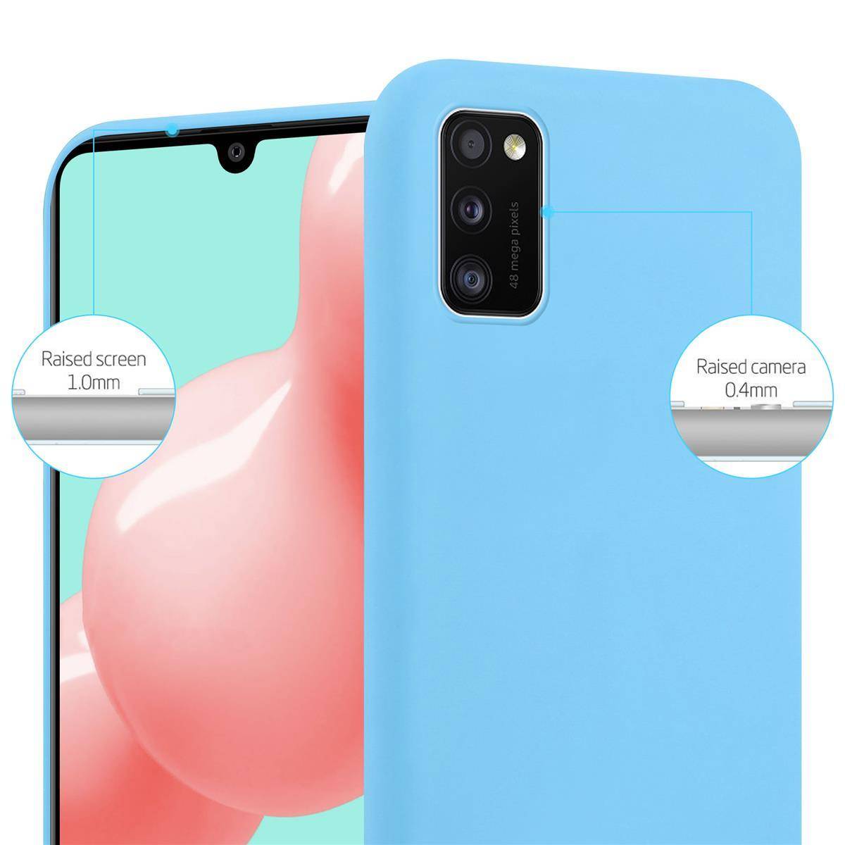 Cadorabo Hülle für Samsung Galaxy A41 Schutzhülle in Blau Handyhülle TPU Silikon Etui Case Cover