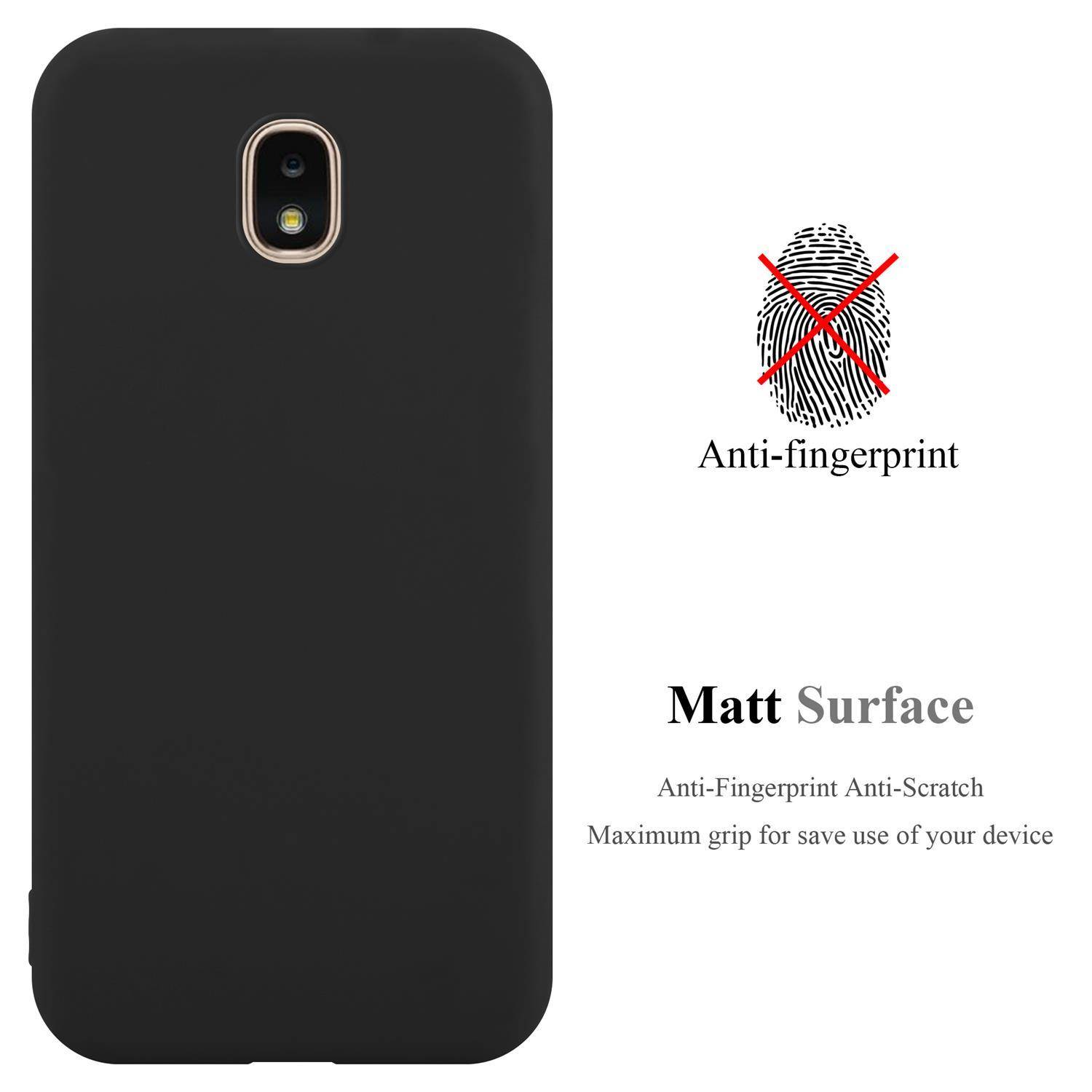 Cadorabo Hülle für Samsung Galaxy J3 2018 Schutzhülle in Schwarz Handyhülle TPU Silikon Etui Case Cover
