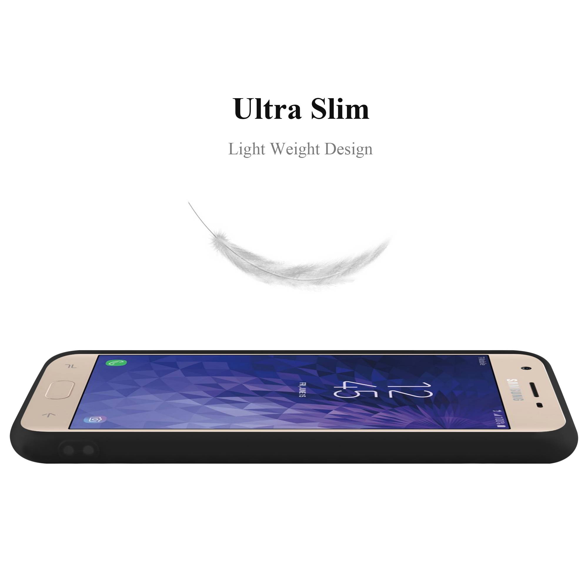 Cadorabo Hülle für Samsung Galaxy J3 2018 Schutzhülle in Schwarz Handyhülle TPU Silikon Etui Case Cover