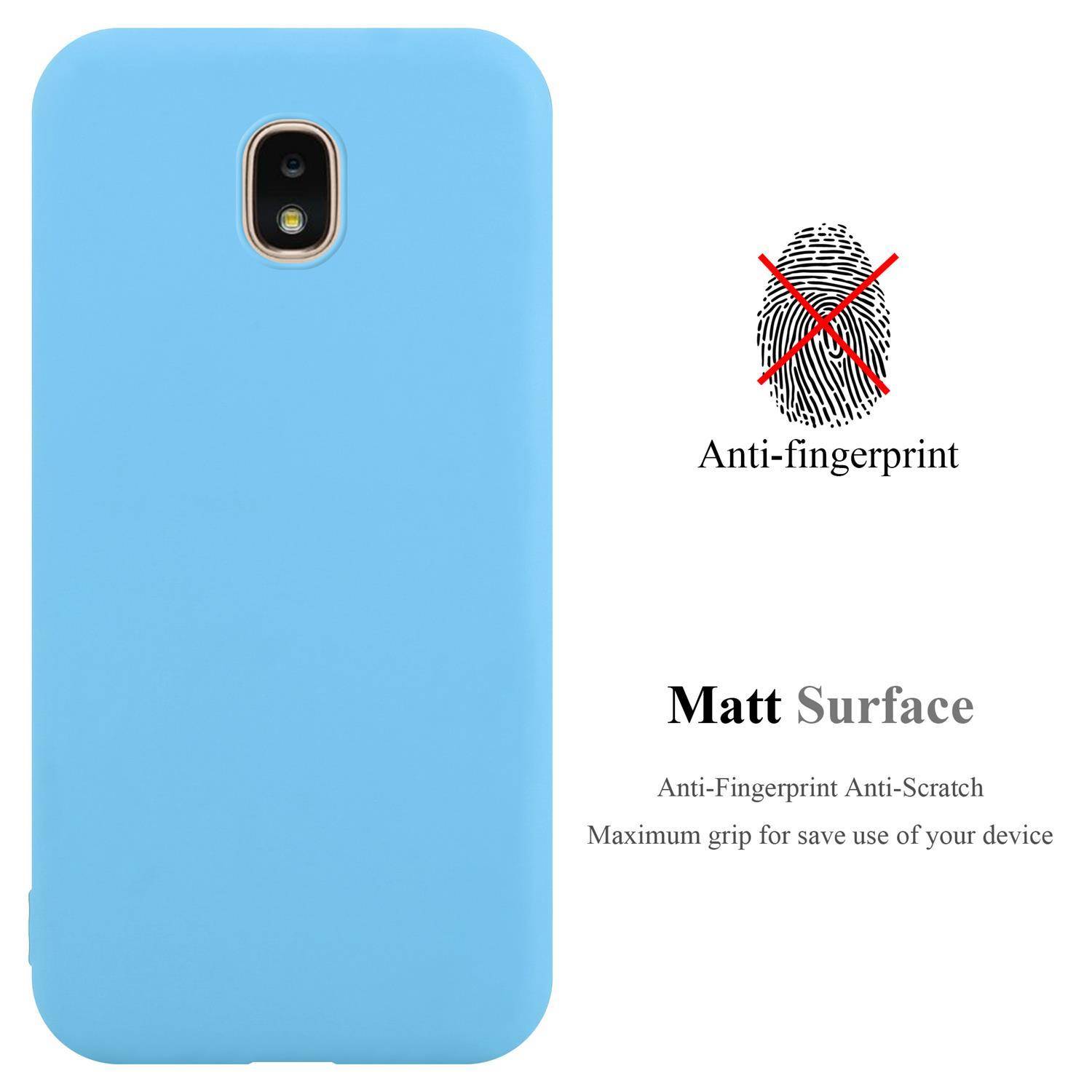 Cadorabo Hülle für Samsung Galaxy J3 2018 Schutzhülle in Blau Handyhülle TPU Silikon Etui Case Cover
