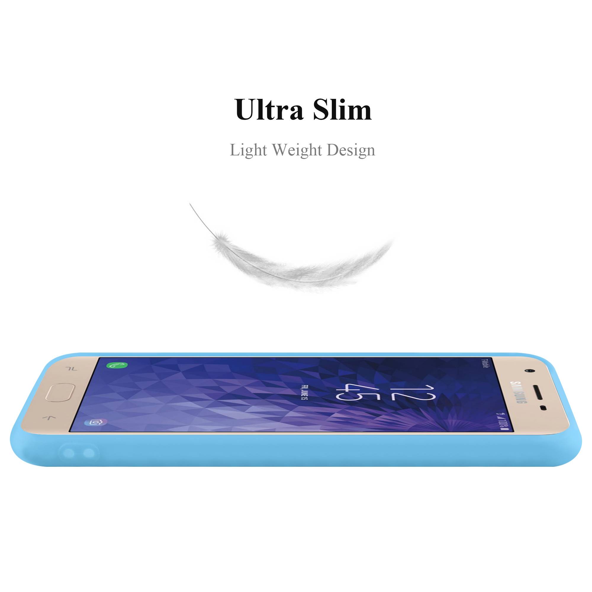 Cadorabo Hülle für Samsung Galaxy J3 2018 Schutzhülle in Blau Handyhülle TPU Silikon Etui Case Cover