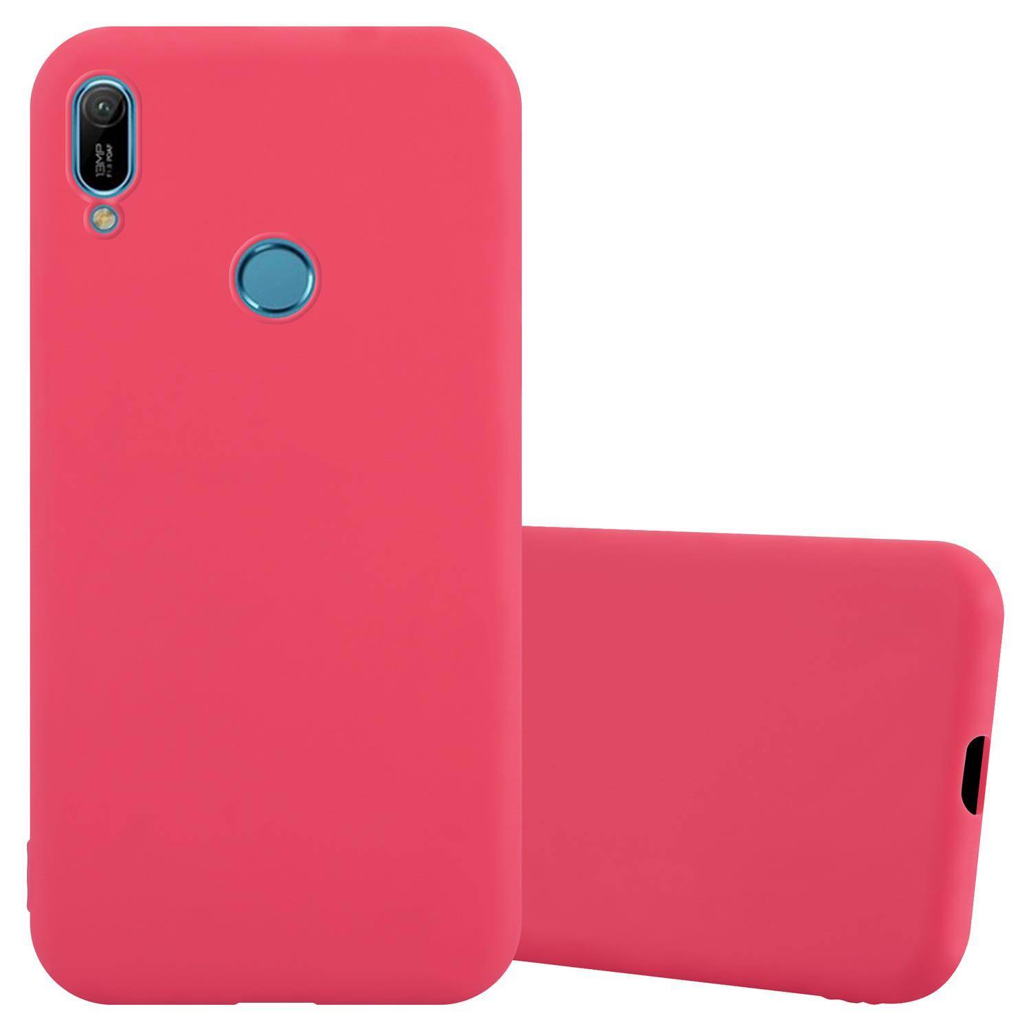 Cadorabo Hülle für Huawei Y6 2019 Schutzhülle in Rot Handyhülle TPU Silikon Etui Case Cover