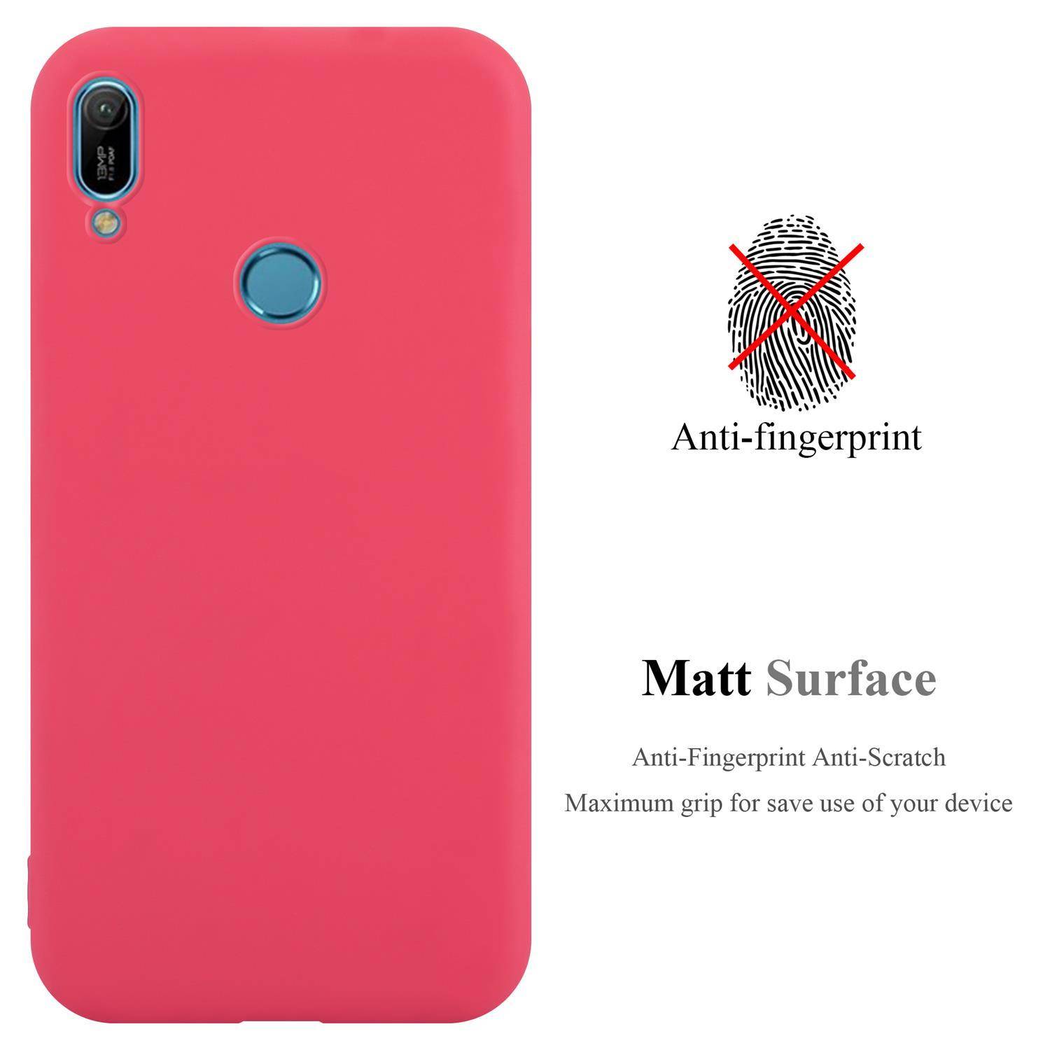 Cadorabo Hülle für Huawei Y6 2019 Schutzhülle in Rot Handyhülle TPU Silikon Etui Case Cover