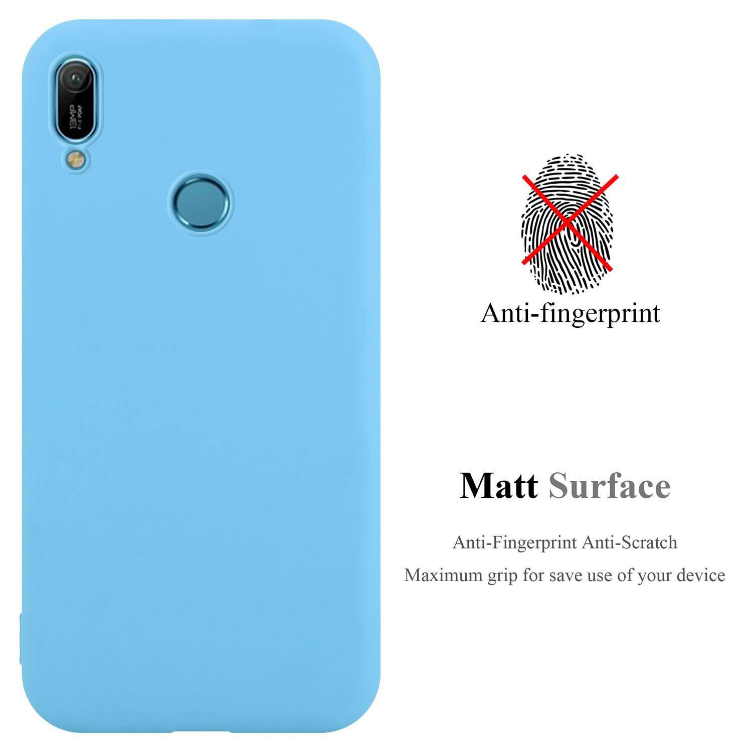 Cadorabo Hülle für Huawei Y6 2019 Schutzhülle in Blau Handyhülle TPU Silikon Etui Case Cover