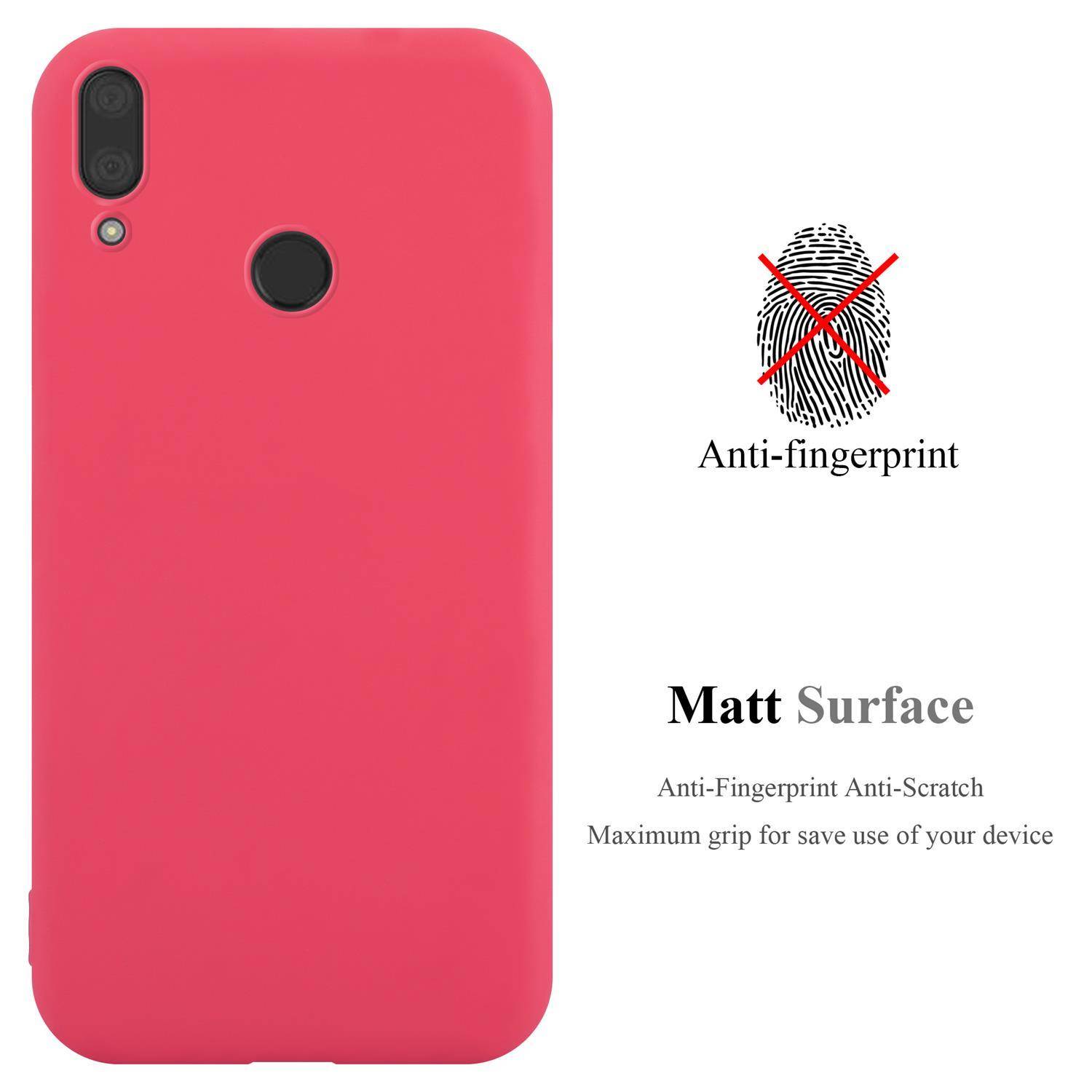 Cadorabo Hülle für Huawei Y7 2019 / Y7 PRIME 2019 Schutzhülle in Rot Handyhülle TPU Silikon Etui Case Cover
