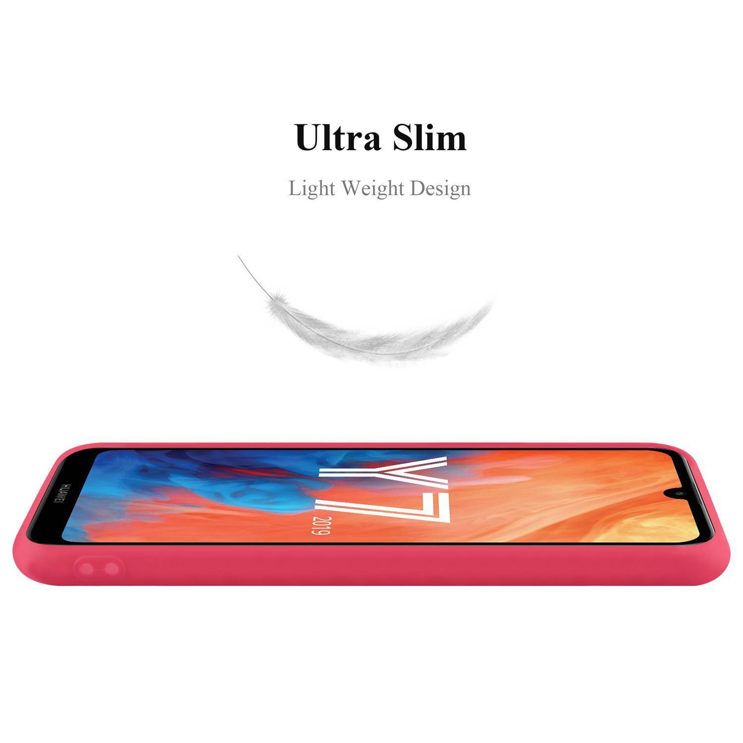 Cadorabo Hülle für Huawei Y7 2019 / Y7 PRIME 2019 Schutzhülle in Rot Handyhülle TPU Silikon Etui Case Cover