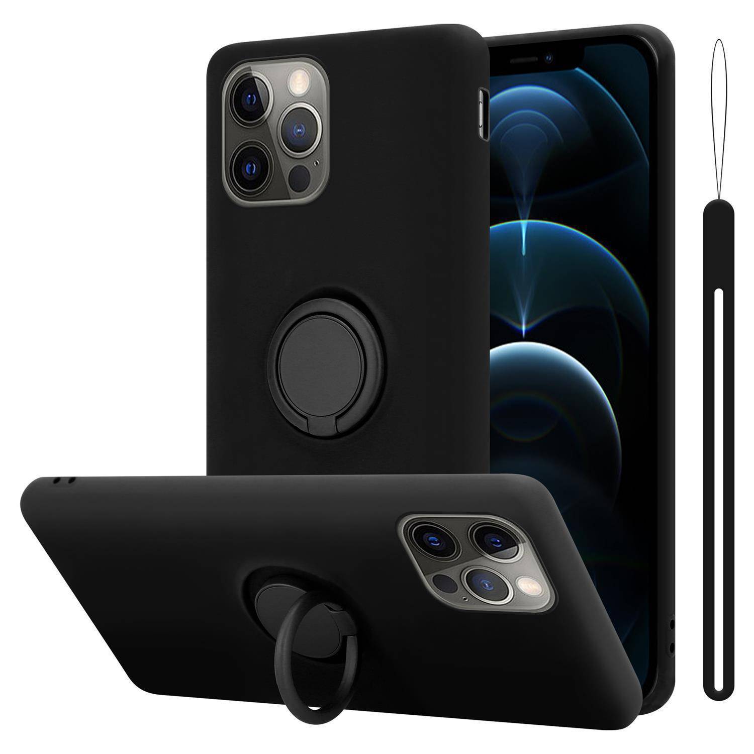 Cadorabo Hülle für Apple iPhone 12 / 12 PRO Schutz Hülle in Schwarz Handyhülle TPU Etui Case Cover