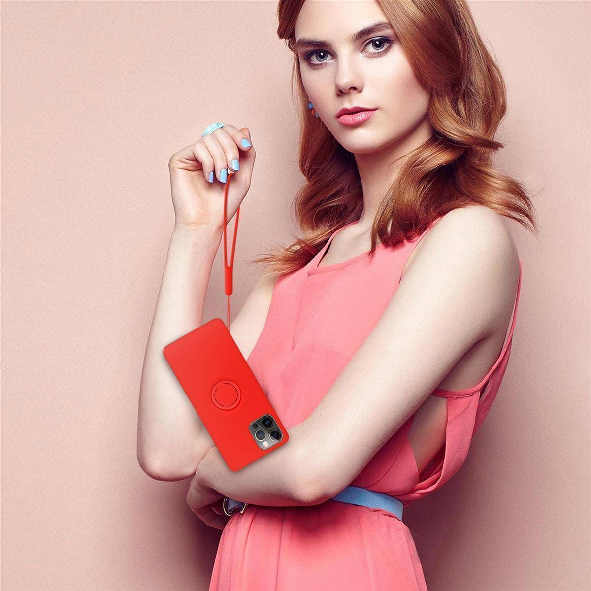 Cadorabo Hülle für Apple iPhone 12 PRO MAX Schutz Hülle in Rot Handyhülle TPU Etui Case Cover