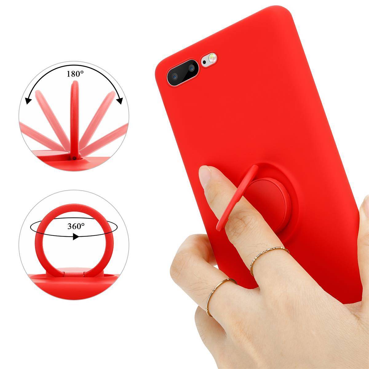 Cadorabo Hülle für Apple iPhone 7 PLUS / 7S PLUS / 8 PLUS Schutz Hülle in Rot Handyhülle TPU Etui Case Cover
