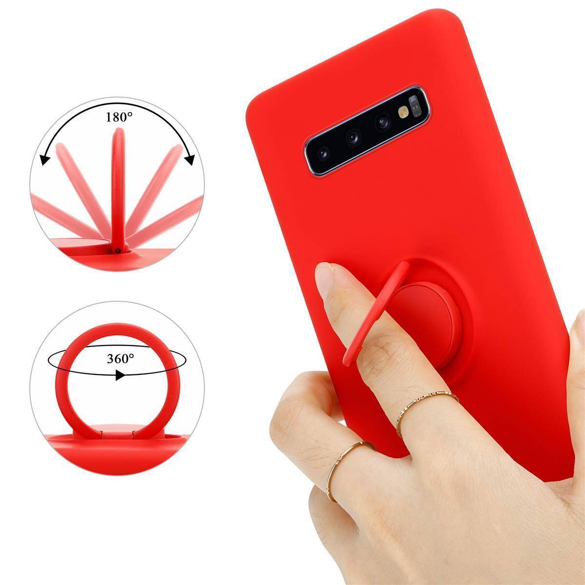 Cadorabo Hülle für Samsung Galaxy S10 PLUS Schutz Hülle in Rot Handyhülle TPU Etui Case Cover
