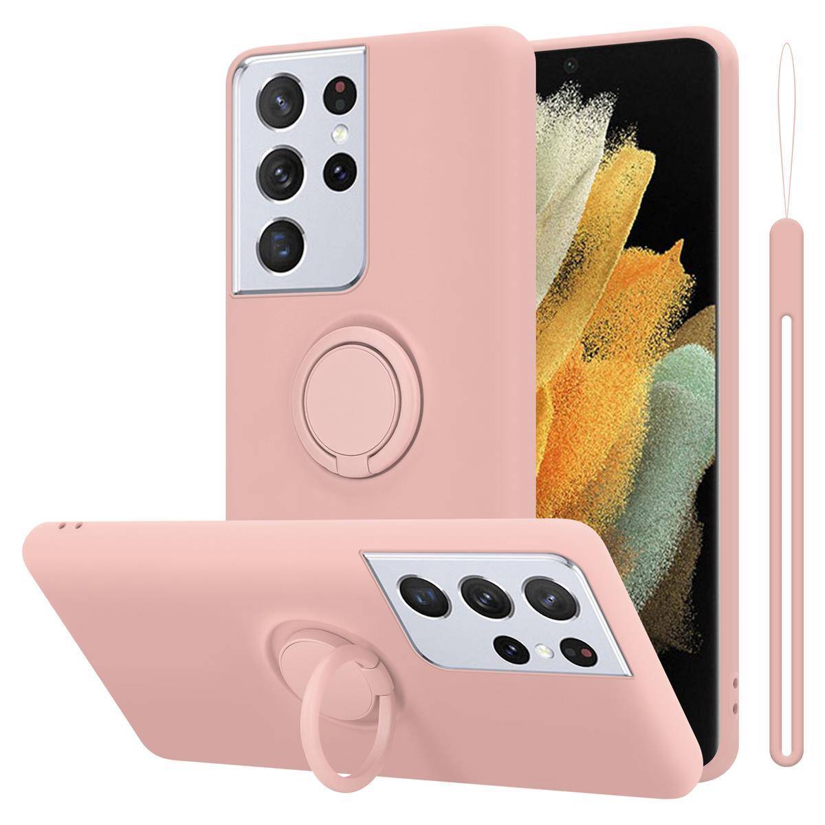 Cadorabo Hülle für Samsung Galaxy S21 ULTRA Schutz Hülle in Rosa Handyhülle TPU Etui Case Cover