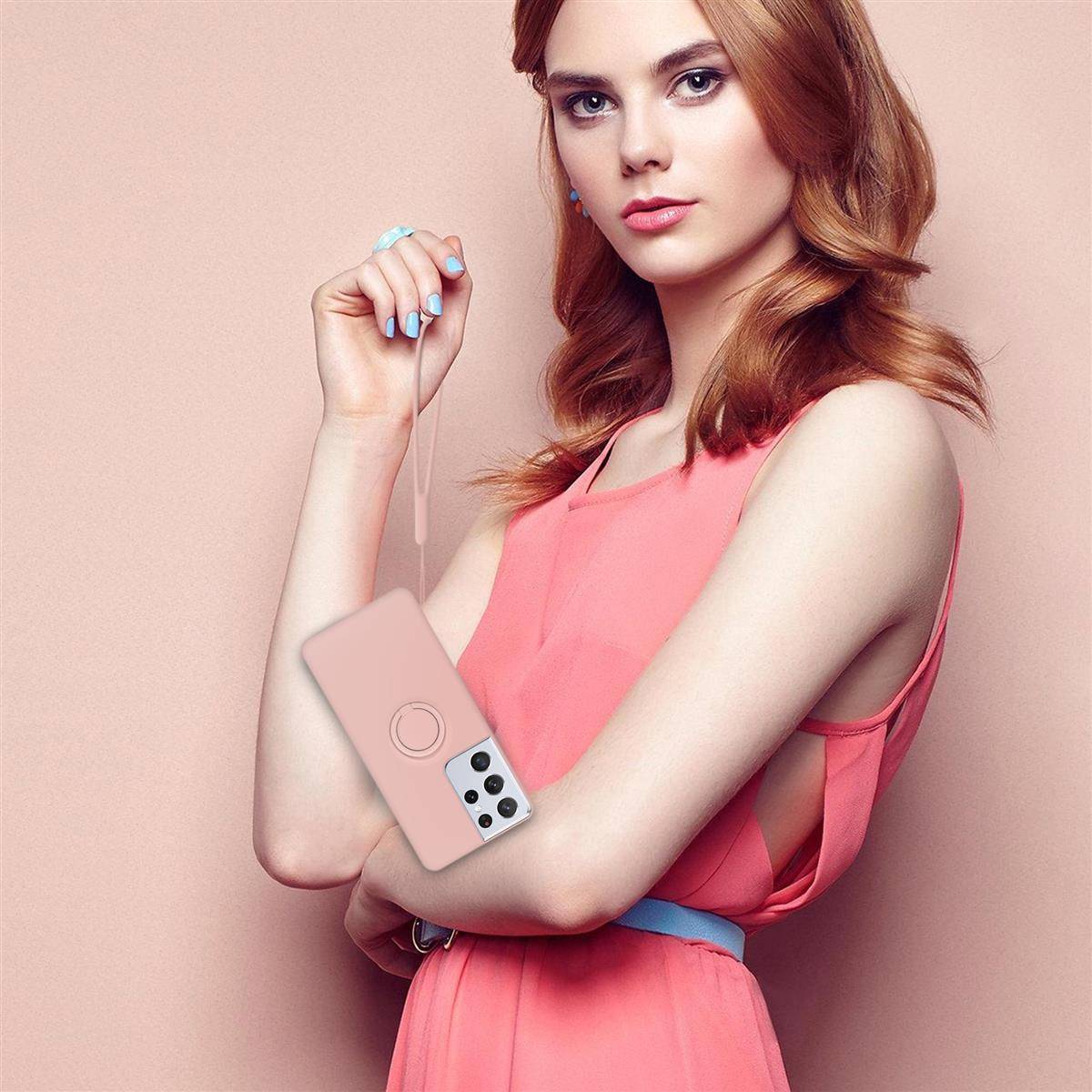 Cadorabo Hülle für Samsung Galaxy S21 ULTRA Schutz Hülle in Rosa Handyhülle TPU Etui Case Cover