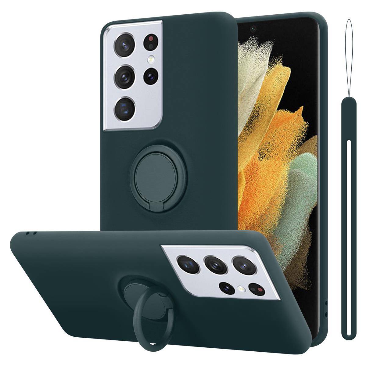 Cadorabo Hülle für Samsung Galaxy S21 ULTRA Schutz Hülle in Grün Handyhülle TPU Etui Case Cover