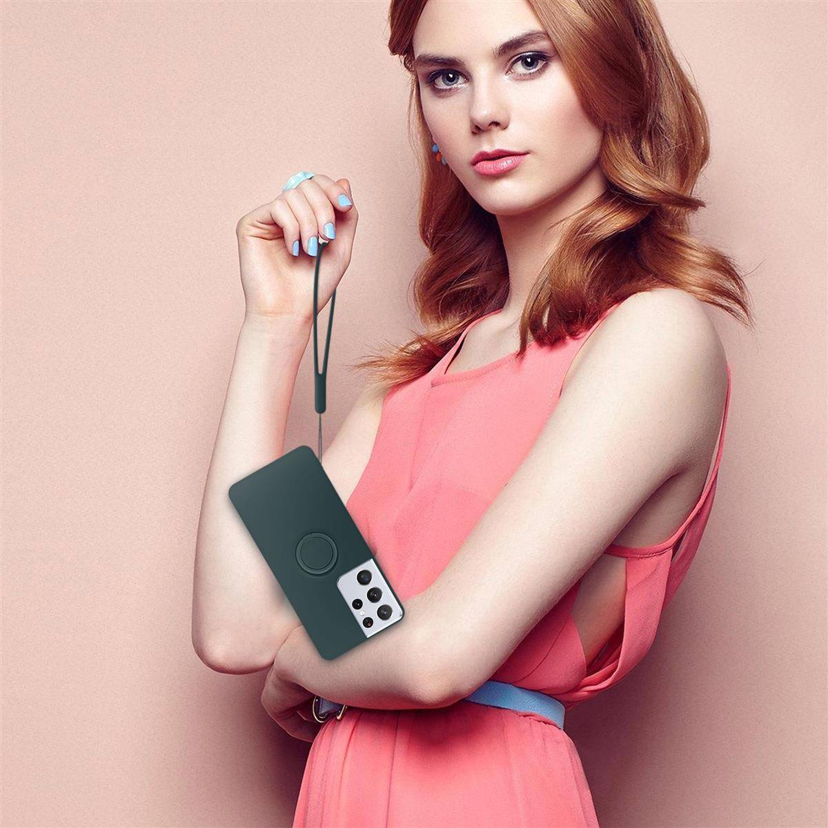 Cadorabo Hülle für Samsung Galaxy S21 ULTRA Schutz Hülle in Grün Handyhülle TPU Etui Case Cover