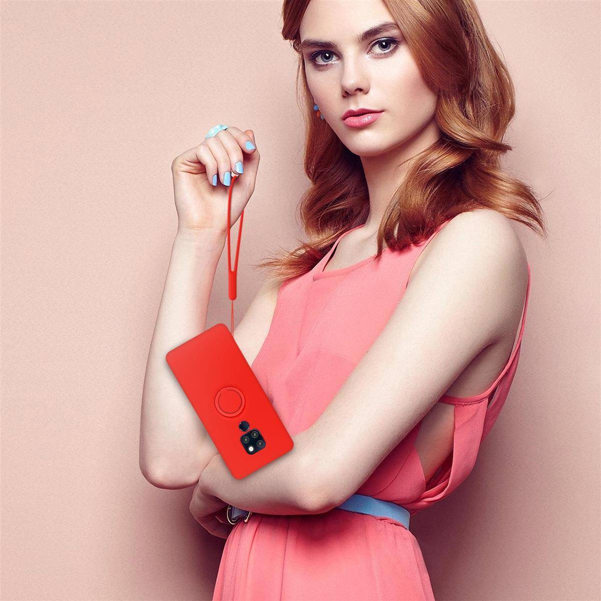 Cadorabo Hülle für Huawei MATE 20 Schutz Hülle in Rot Handyhülle TPU Etui Case Cover