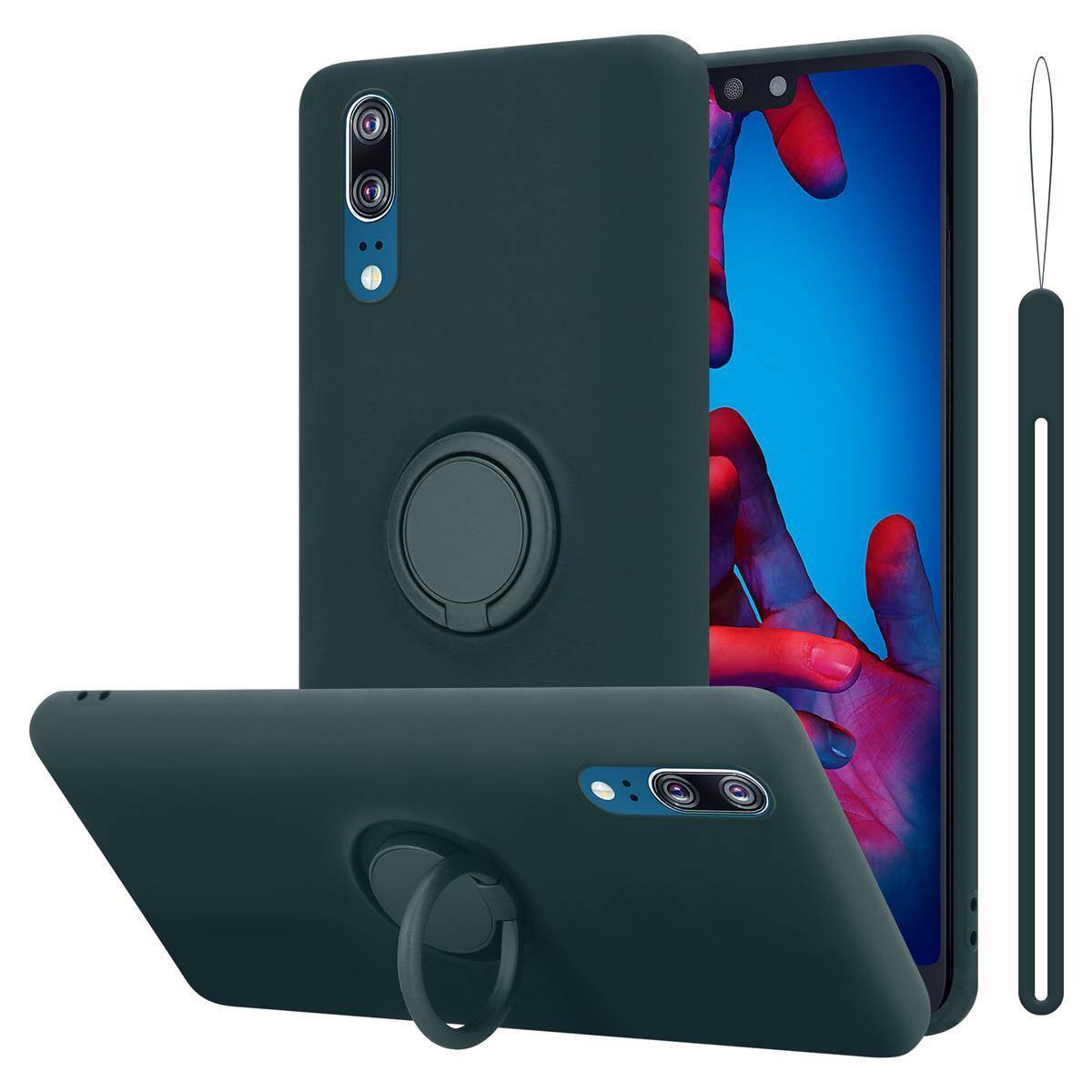 Cadorabo Hülle für Huawei P20 Schutz Hülle in Grün Handyhülle TPU Etui Case Cover
