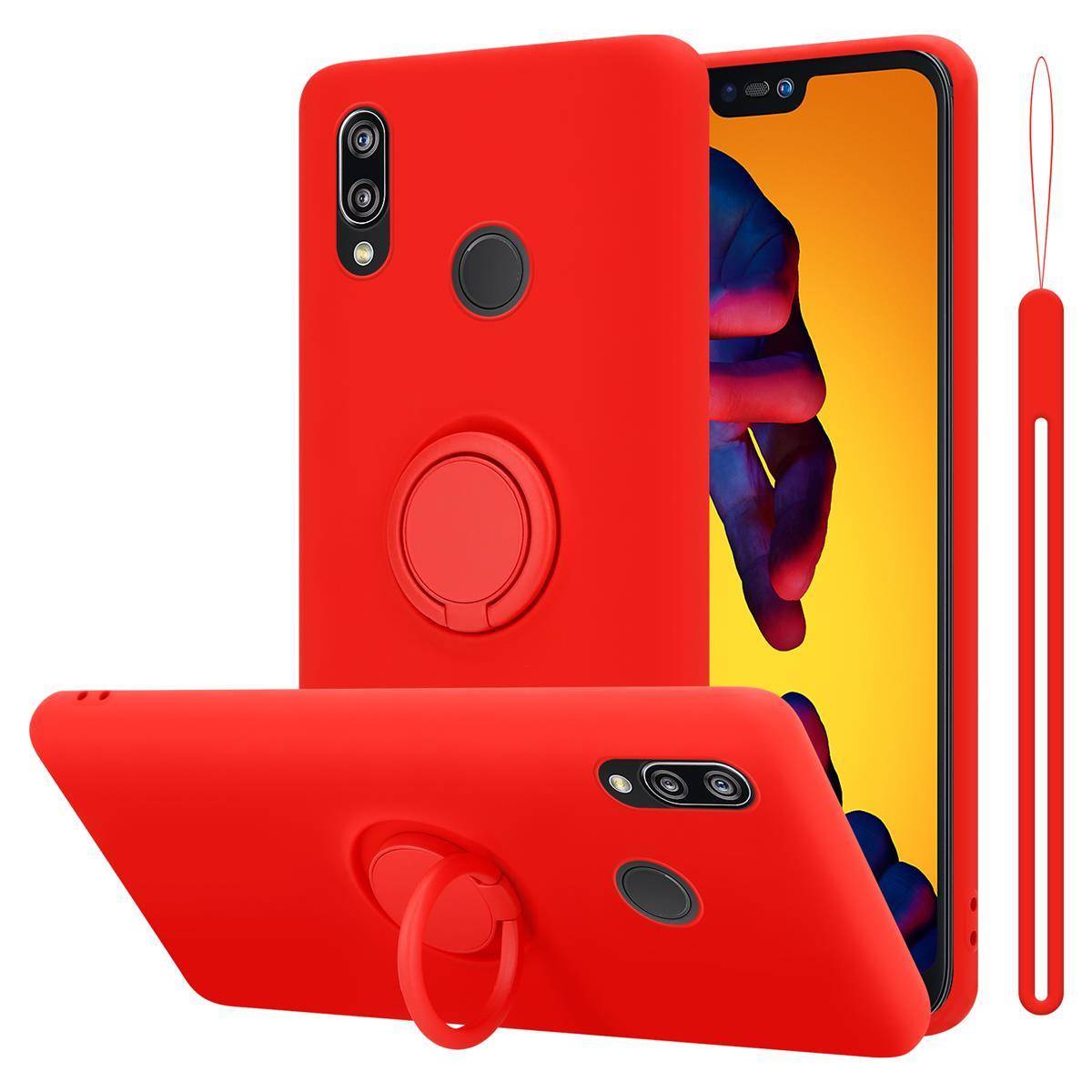 Cadorabo Hülle für Huawei P20 LITE 2018 / NOVA 3E Schutz Hülle in Rot Handyhülle TPU Etui Case Cover