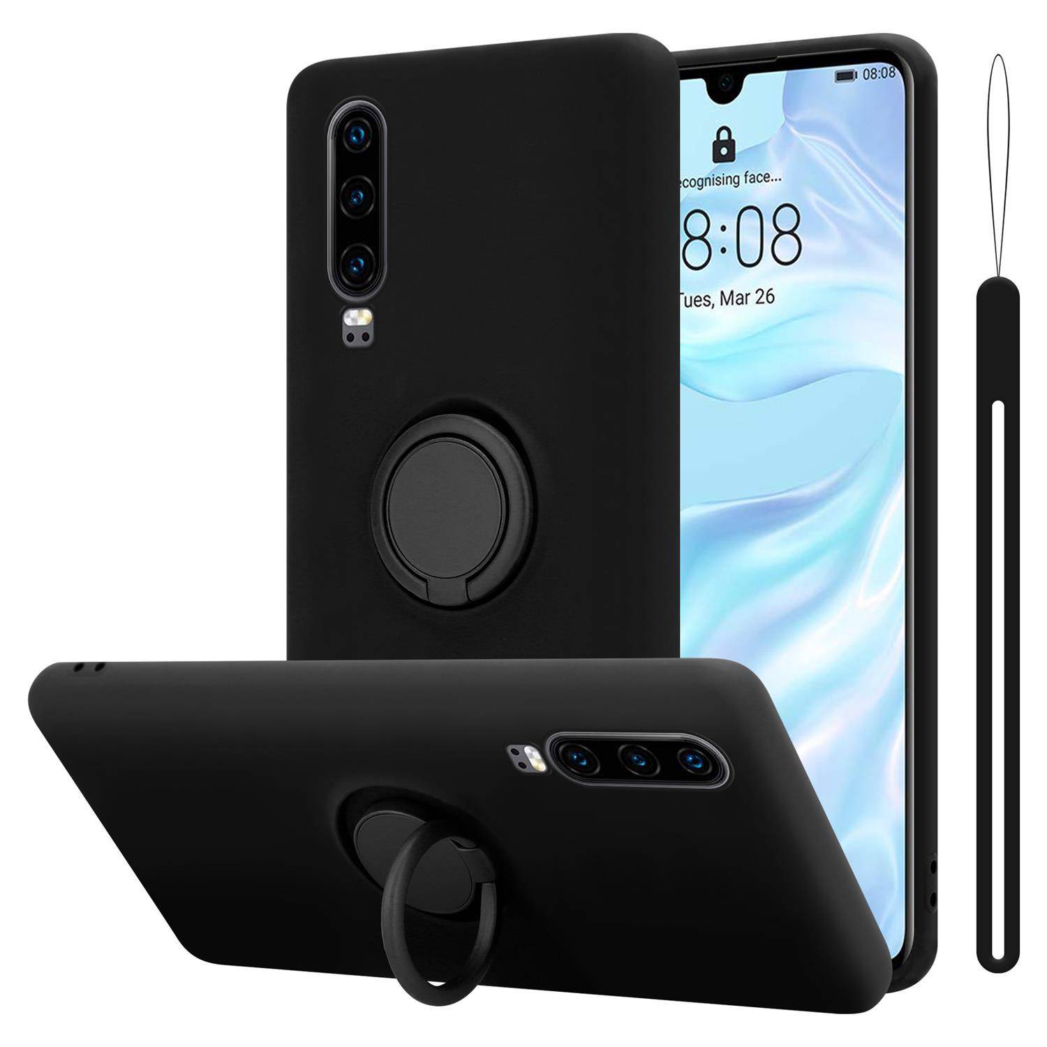 Cadorabo Hülle für Huawei P30 Schutz Hülle in Schwarz Handyhülle TPU Etui Case Cover