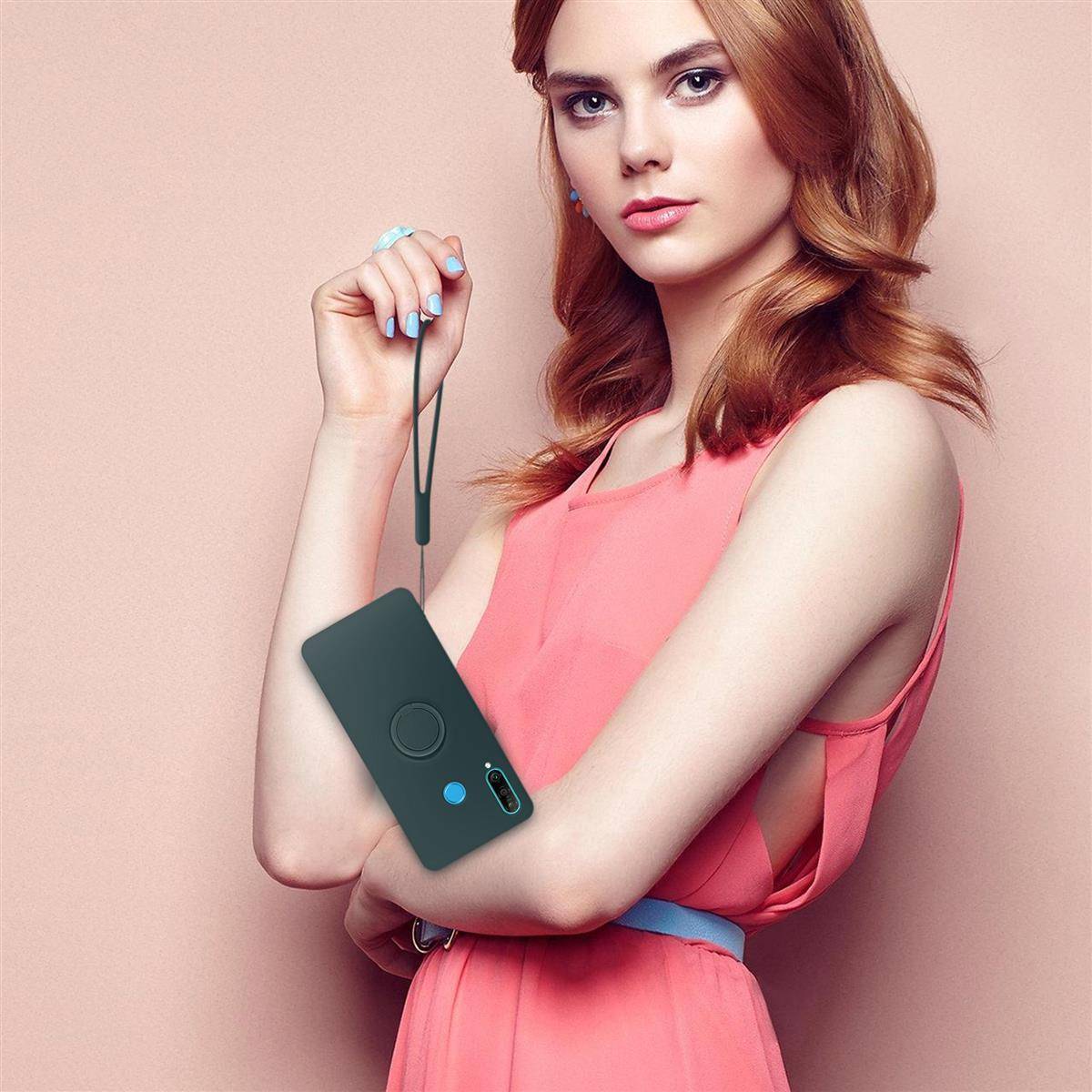 Cadorabo Hülle für Huawei P30 LITE Schutz Hülle in Grün Handyhülle TPU Etui Case Cover