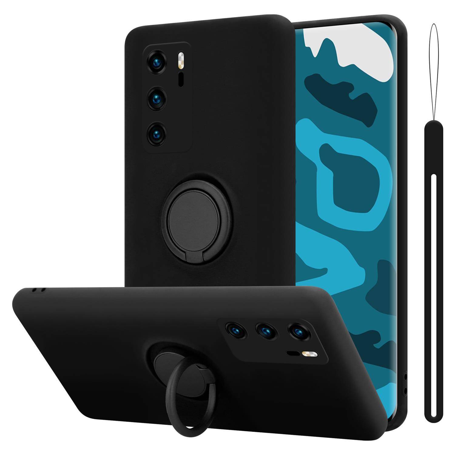 Cadorabo Hülle für Huawei P40 Schutz Hülle in Schwarz Handyhülle TPU Etui Case Cover