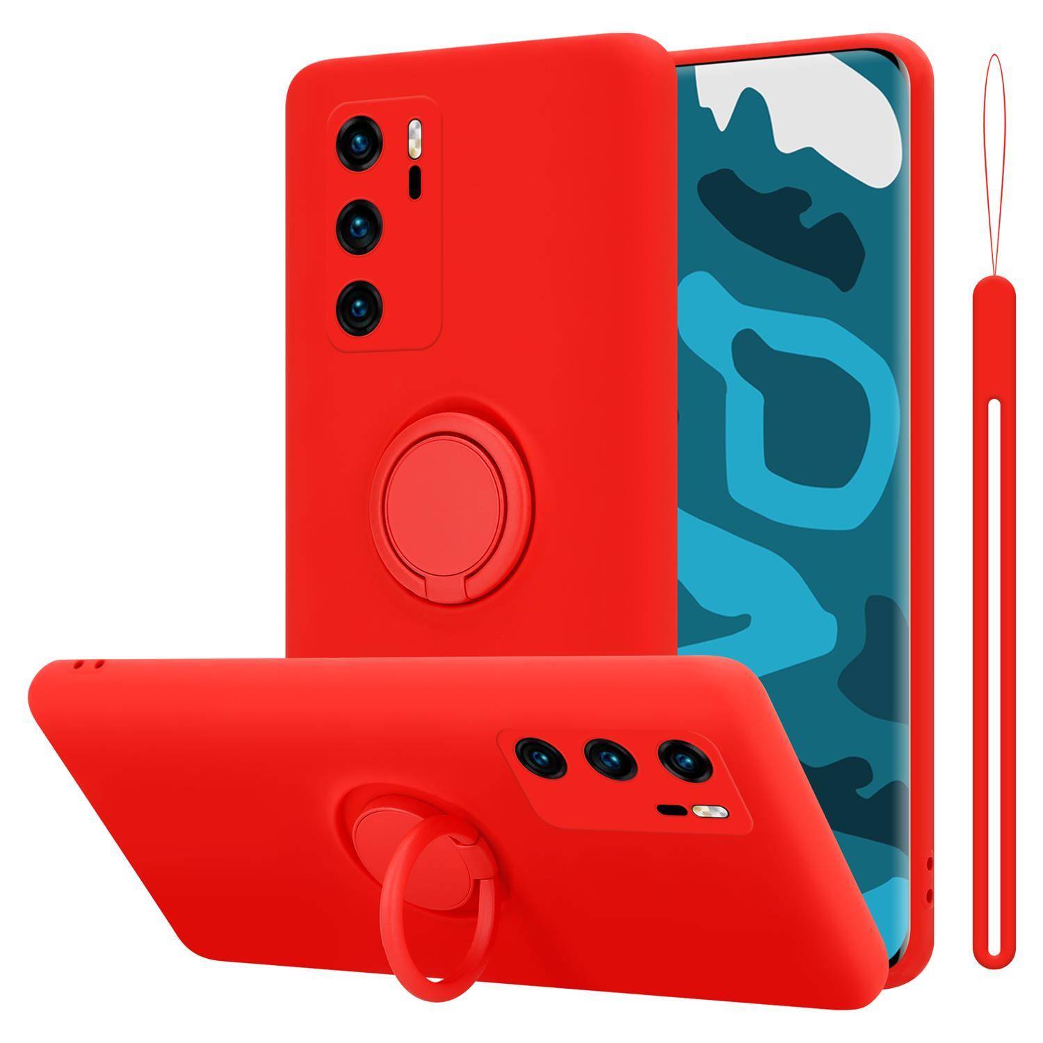 Cadorabo Hülle für Huawei P40 Schutz Hülle in Rot Handyhülle TPU Etui Case Cover