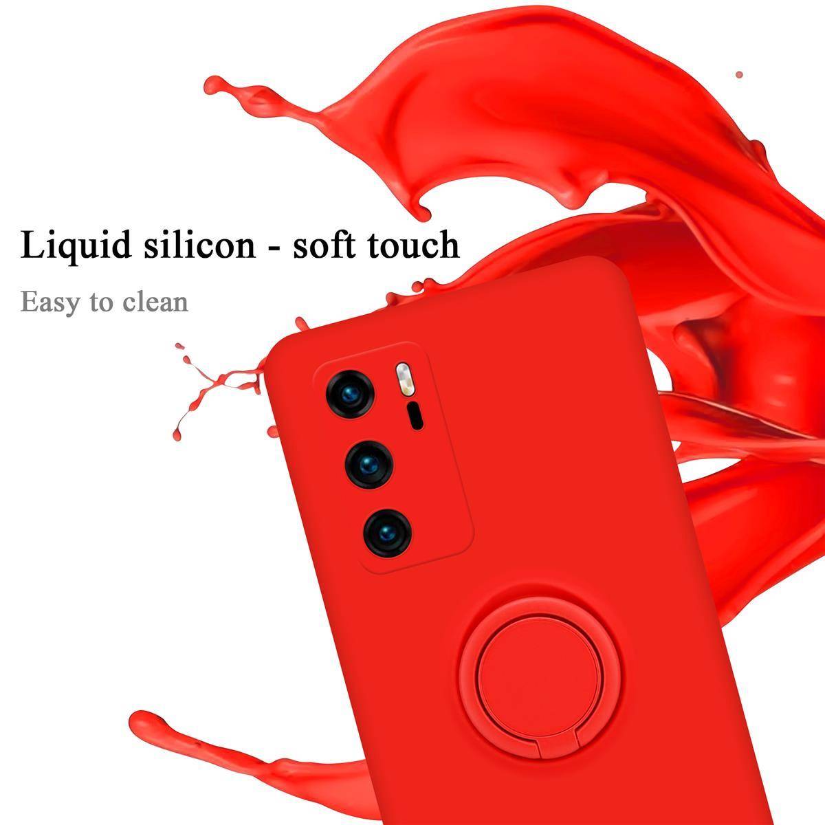 Cadorabo Hülle für Huawei P40 Schutz Hülle in Rot Handyhülle TPU Etui Case Cover