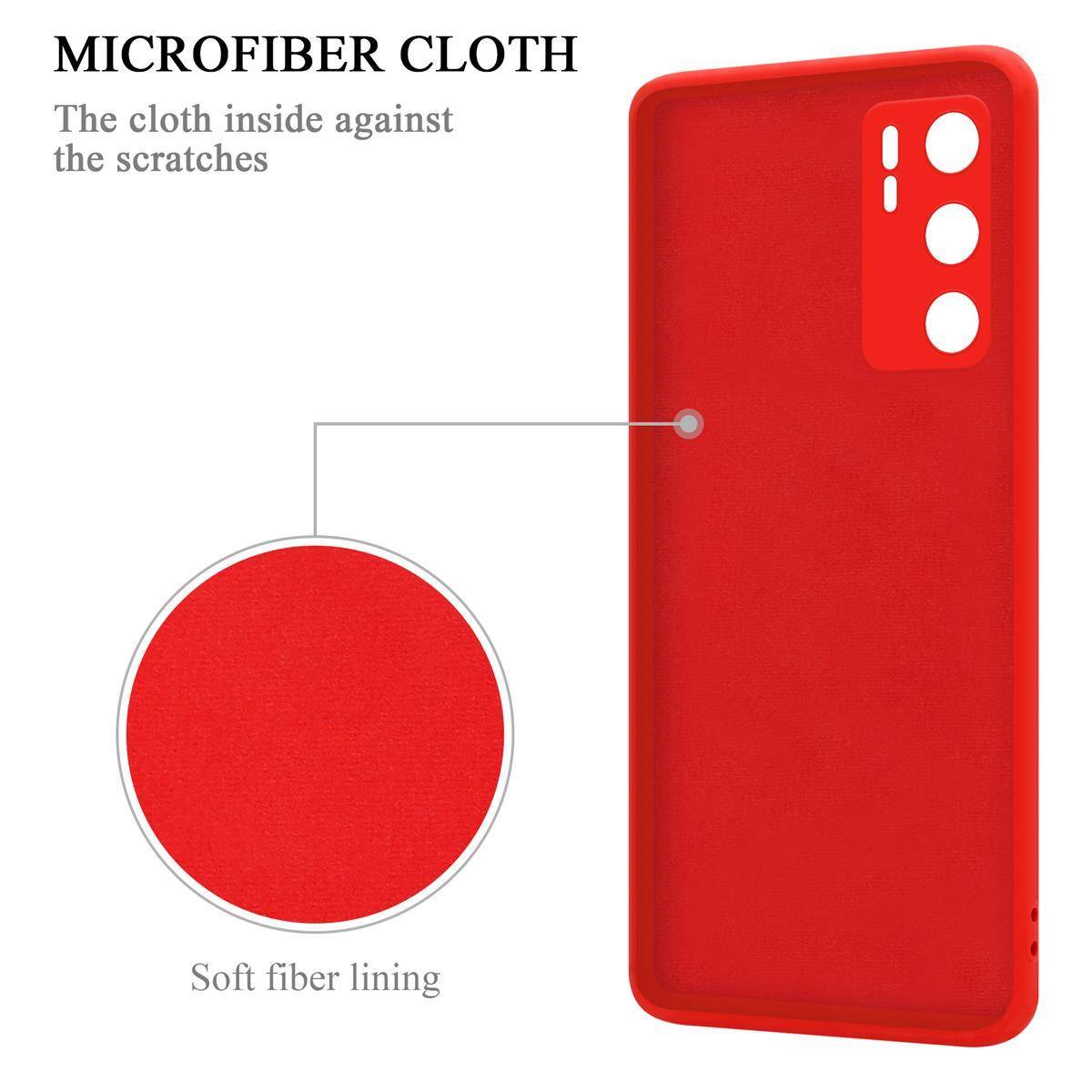 Cadorabo Hülle für Huawei P40 Schutz Hülle in Rot Handyhülle TPU Etui Case Cover