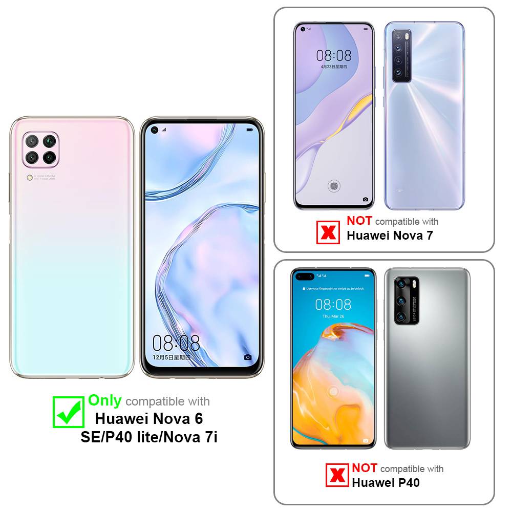 Cadorabo Hülle für Huawei NOVA 6 SE / P40 LITE / NOVA 7i Schutz Hülle in Schwarz Handyhülle TPU Etui Case Cover